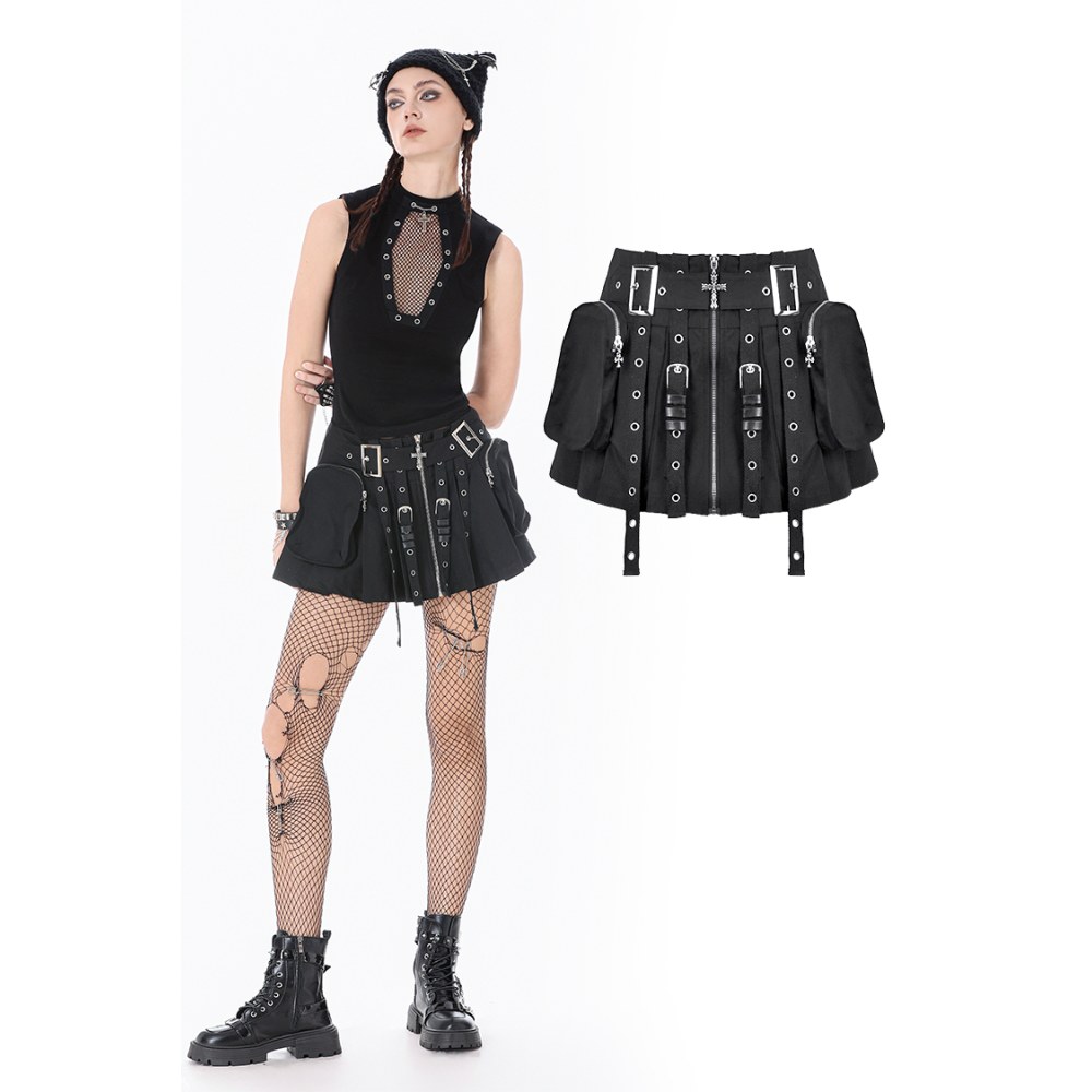 Dark in Love - Metal Tactical Punk Korte rok - Zwart